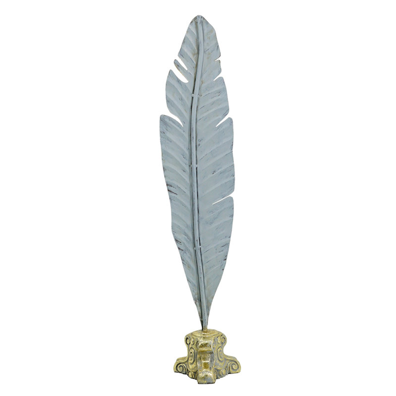 Iron Leaf Statuary - Gold, 26.5" H x 4.5" W x 5" D