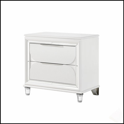Pearl 2-Drawer Nightstand with Acrylic Crystal Legs, Combining Glamour and Functionality for a Refined Bedroom