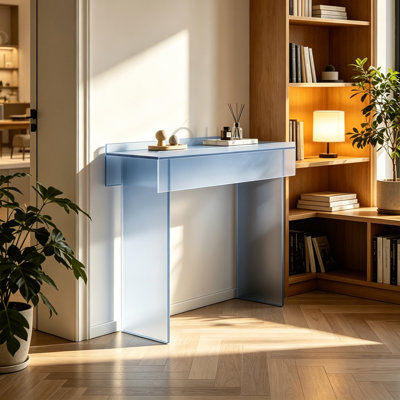 Console minimaliste en acrylique bleu mat