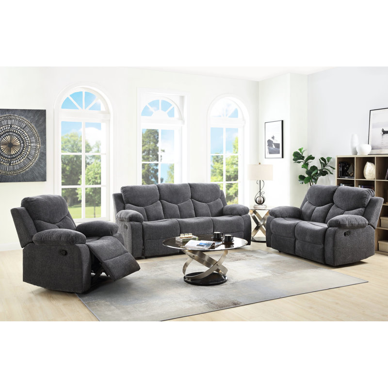 Relaxing 3 Chenille With Reclining And A Convenient Drop Down Table Grey Recliner Design