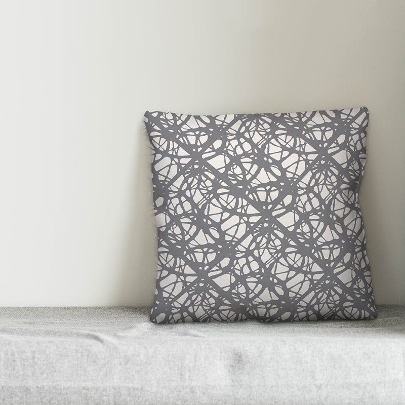  Coussin Dash, Géométrique gris 2, 20 po x 20 po