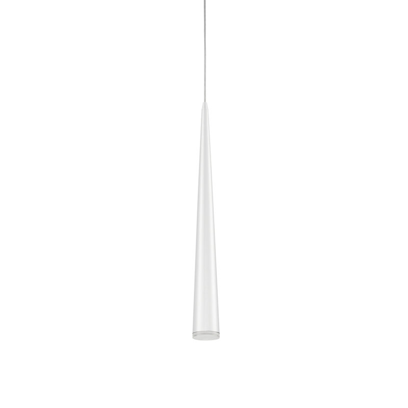 Alabaster Column LED Pendant in Brushed Nickel and White