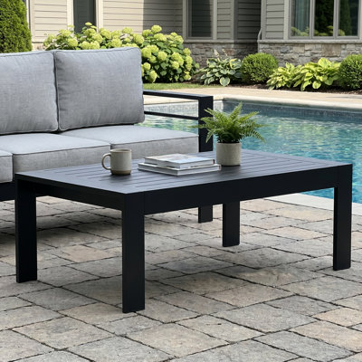 Alturas Standalone Product Aluminum Outdoor Patio Coffee Table Modern Rectangle End Table