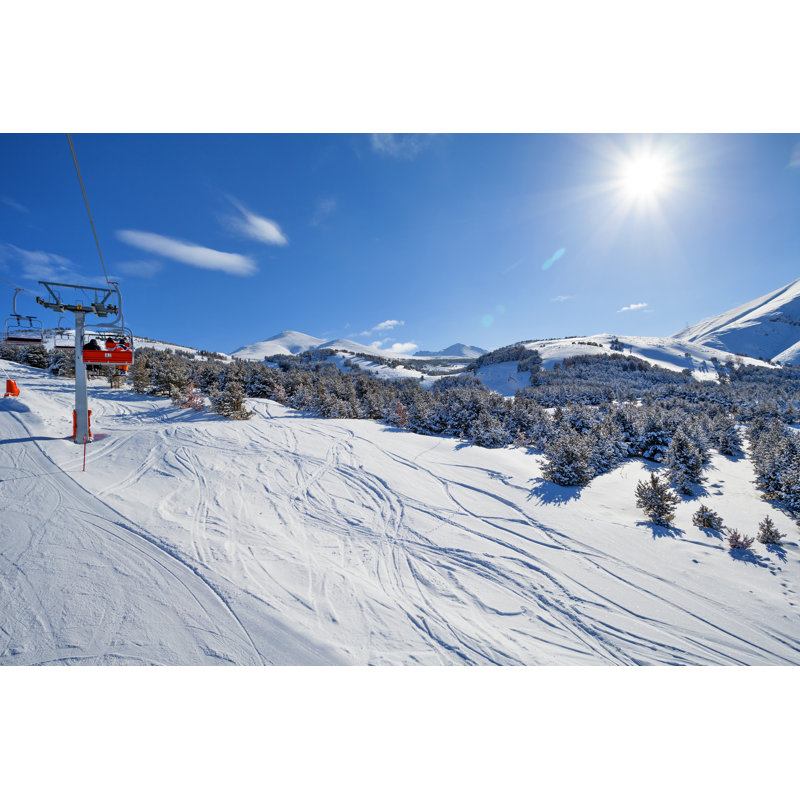 Mountain Skiing And Snowboarding by IrinaSen - Wrapped Canvas Print, 61cm H x 91cm W 