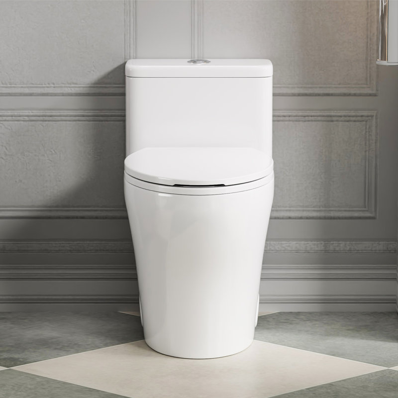 Lethe® Compact One Piece Toilet With Comfort Chair Seat Ada Height 17.33", Elongated Dual Flush 0.8/1.28 Gpf And Map 1000G, Standard White Toilet Bowl