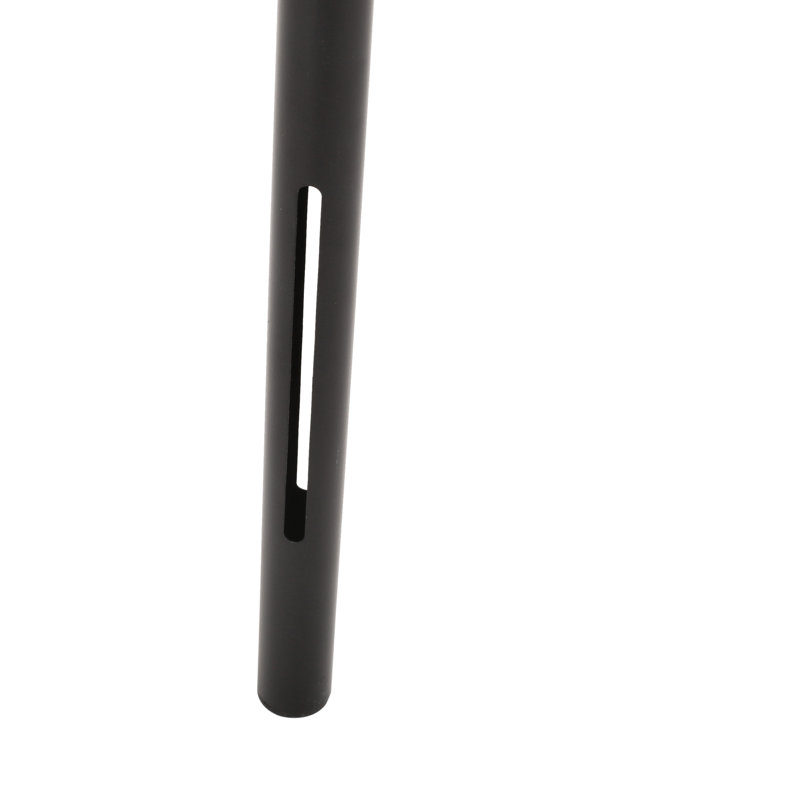 Industrial King Size Bed Headboard, Iron Tube Frame, Piped Details, Flat Black Color, 1.96 In Width , 48.3 Height