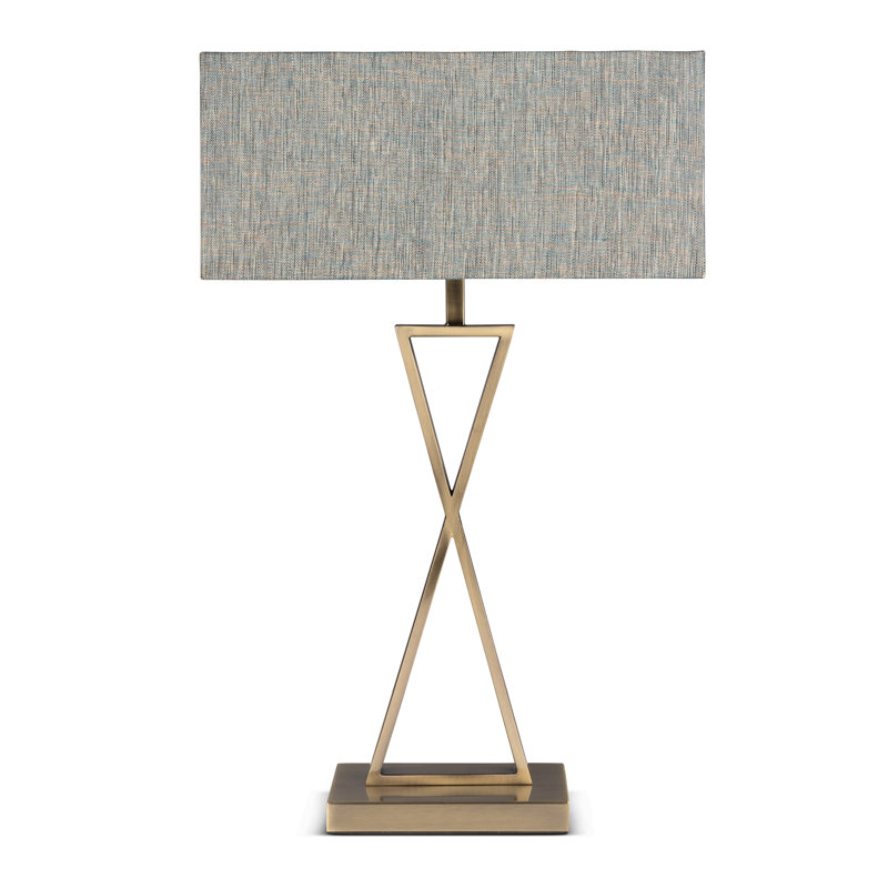 Avory 64cm Rectangle Metal Narrow Table Lamp, Antique, Blue