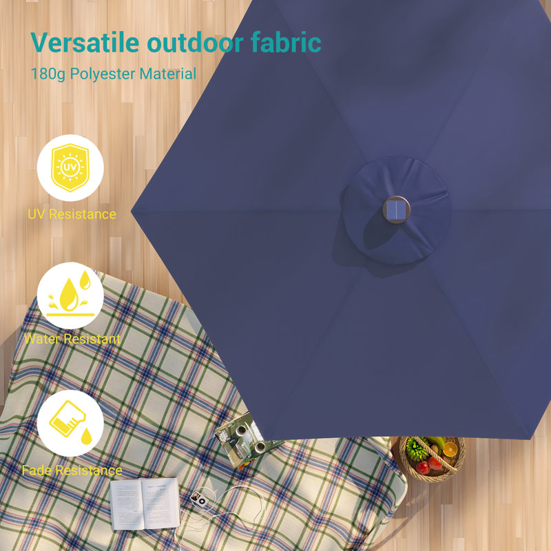 Parasol de marché éclairé 90 po Doras, Bleu marine