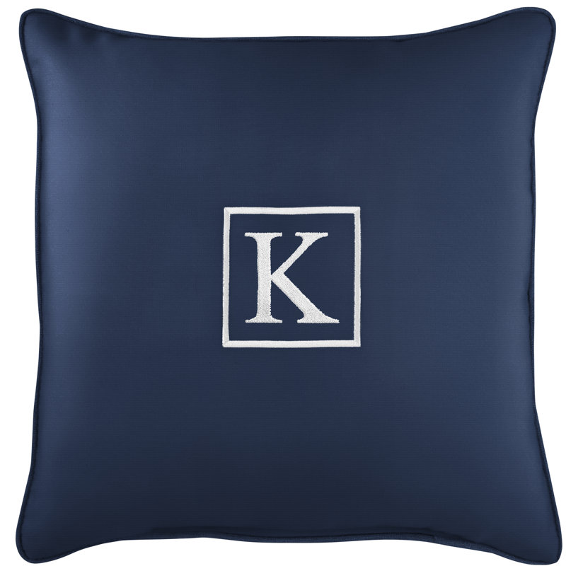 Kettil Embroidered Sunbrella® Outdoor Throw Pillow, Canvas Navy Sunbrella® Canvas, K