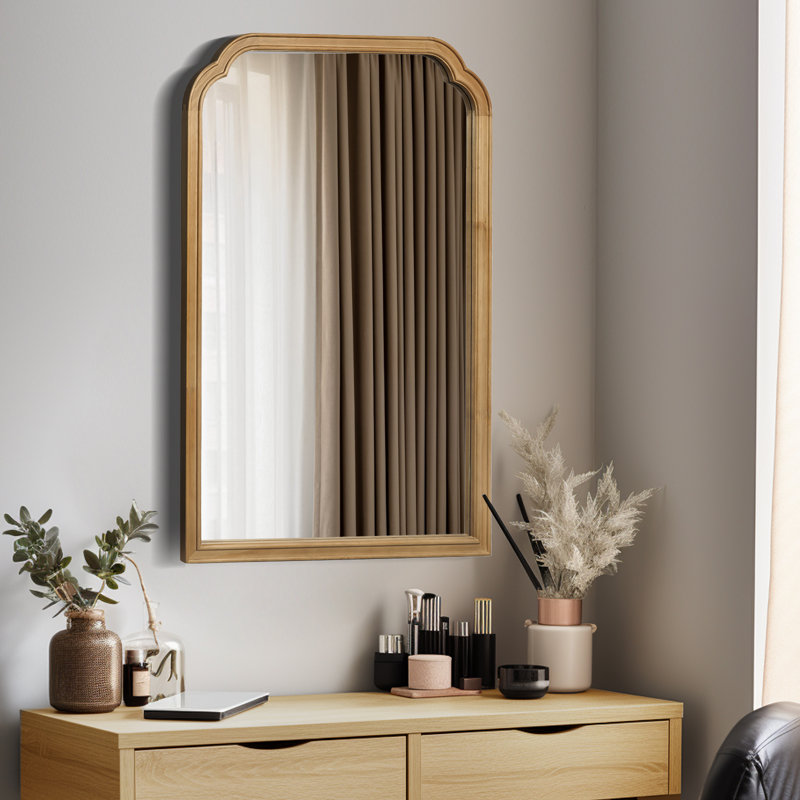 Miroir mural en bois massif pour salle de bain ou chambre à coucher, 36 po x 24 po, Bois naturel