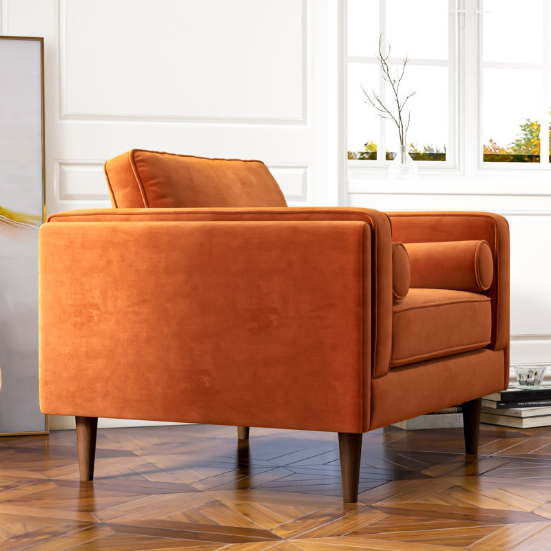 Fauteuil en velours de 30 po de largeur Lovegrove, Velours orange