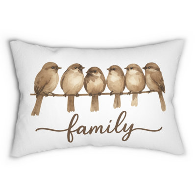 Birds Family Throw Pillow Cover | Farmhouse Decorative Cushion  Rustic Home Décor