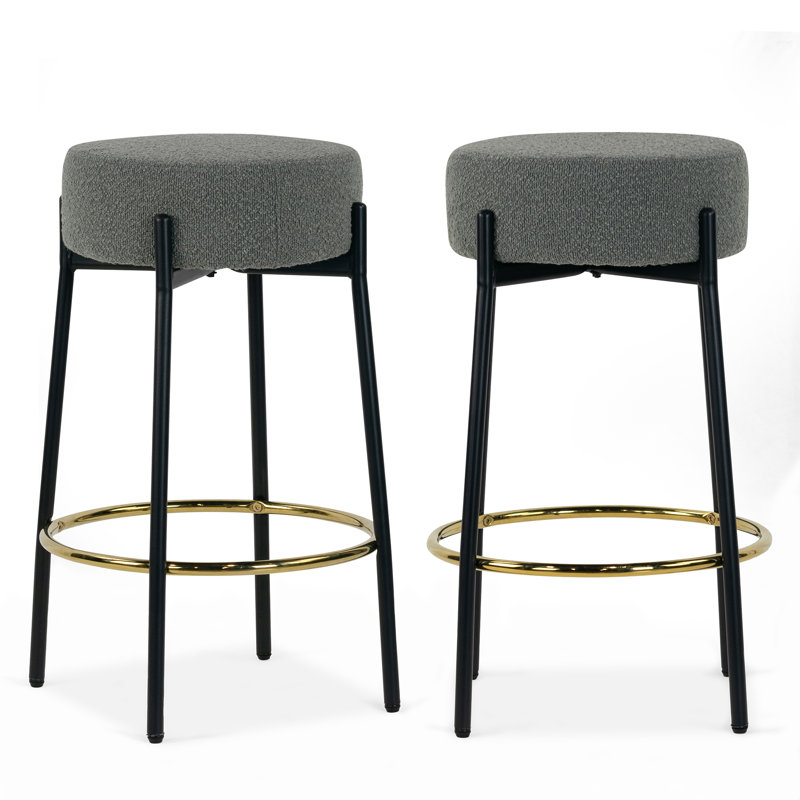 Beesan Upholstered Counter Stool with Metal Frame, Counter Stool (26.50" Seat Height), Gray