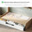 Andriena Full-size multifunctional bed with four storage drawers and  bookshelf, suitable for one person, in natural color