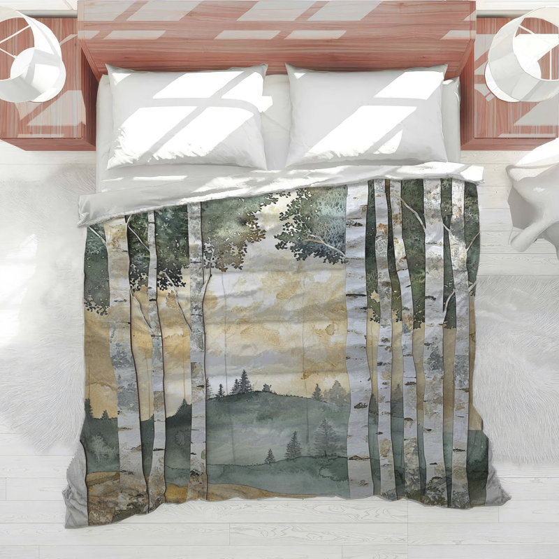 Birch Tree Forest Landscape Comforter, Twin Extra Long