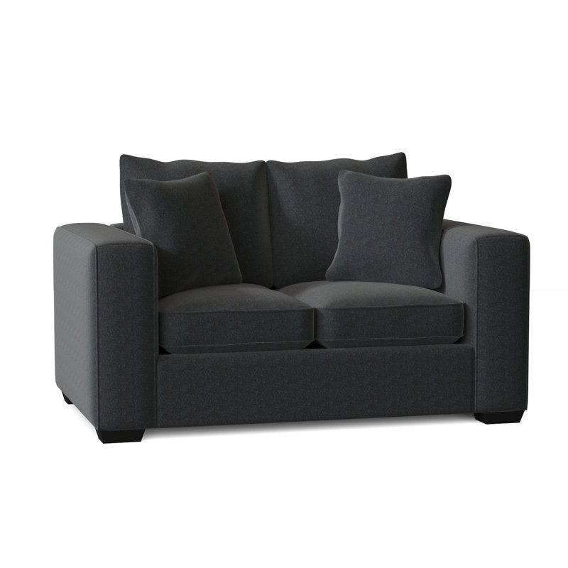 Causeuse à accoudoirs carrés de 64 po avec coussins réversibles Aceyn, Rosée Entice