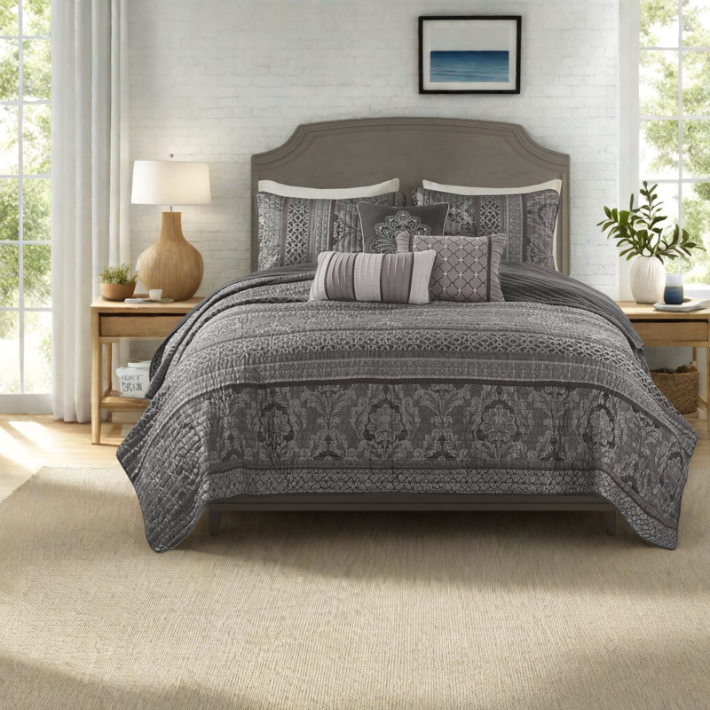 Luxurious 6-piece Bedding Set, Polyester Jacquard, Elegant Decor For Home