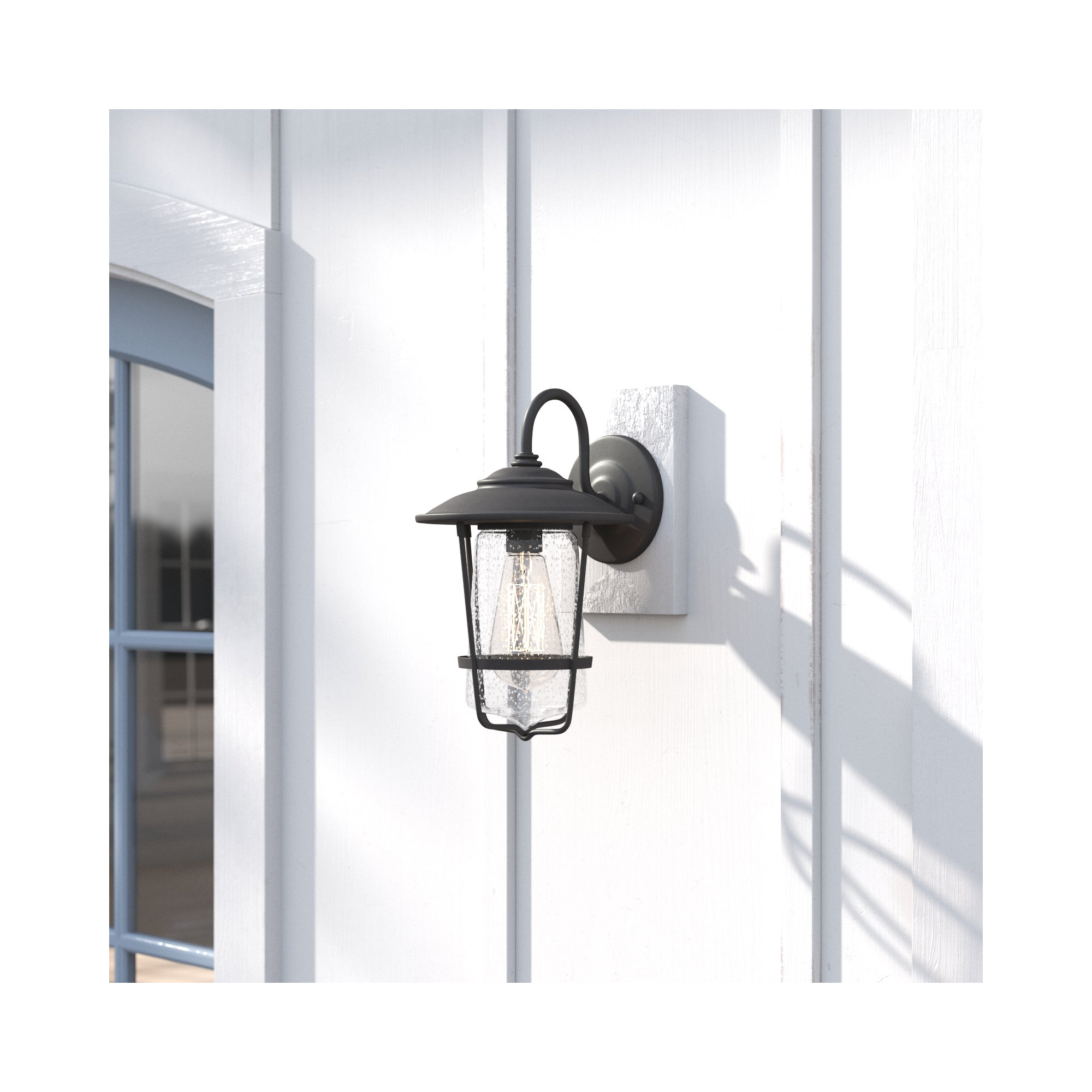 Single Light Empire Outdoor Wall Light, 8.25"W X 13.25"H X 9"D, Black