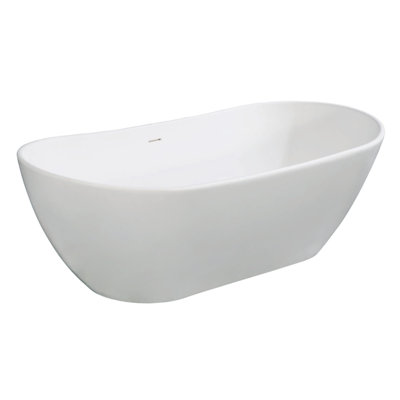 Kingston Brass Arcticstone Solid Surface Oval Double Slipper Freestanding Tub with Drain