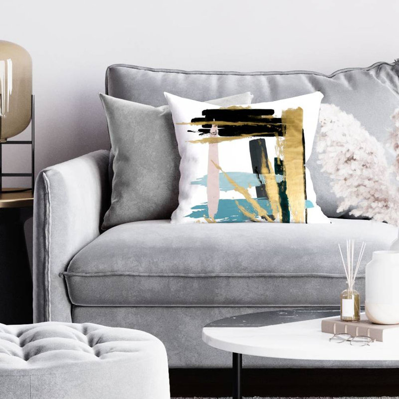 Pastel stroke - 16"x16" Throw pillow cover - Poly twill - Print on demand, Blue