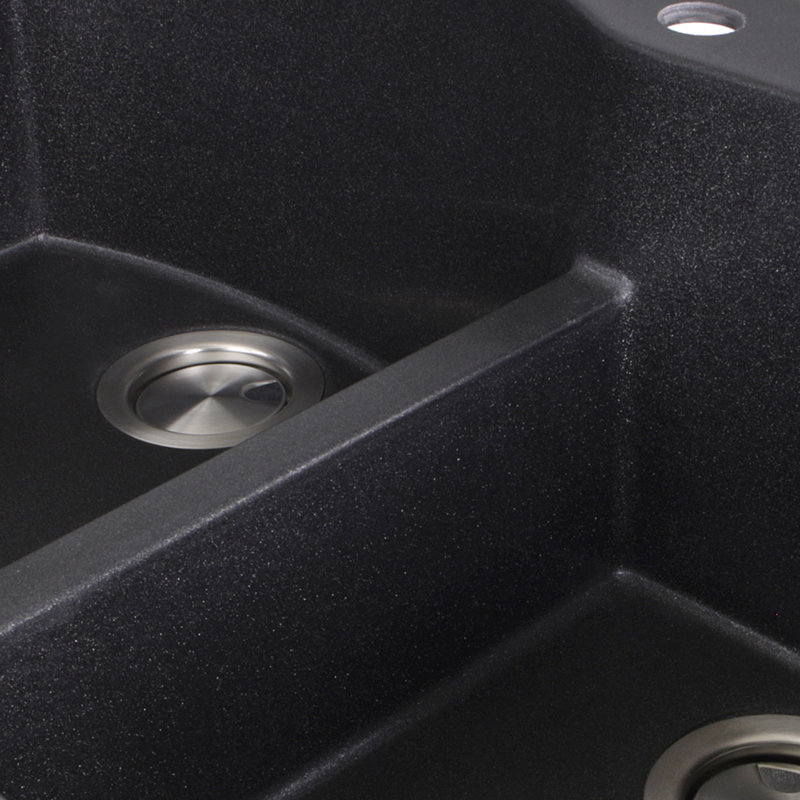 Plymouth 33'' L Double Basin Kitchen Sink, Black