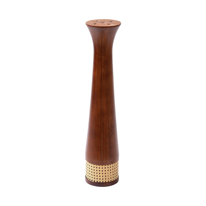 Petite table de conférence moderne en verre avec base en bois massif