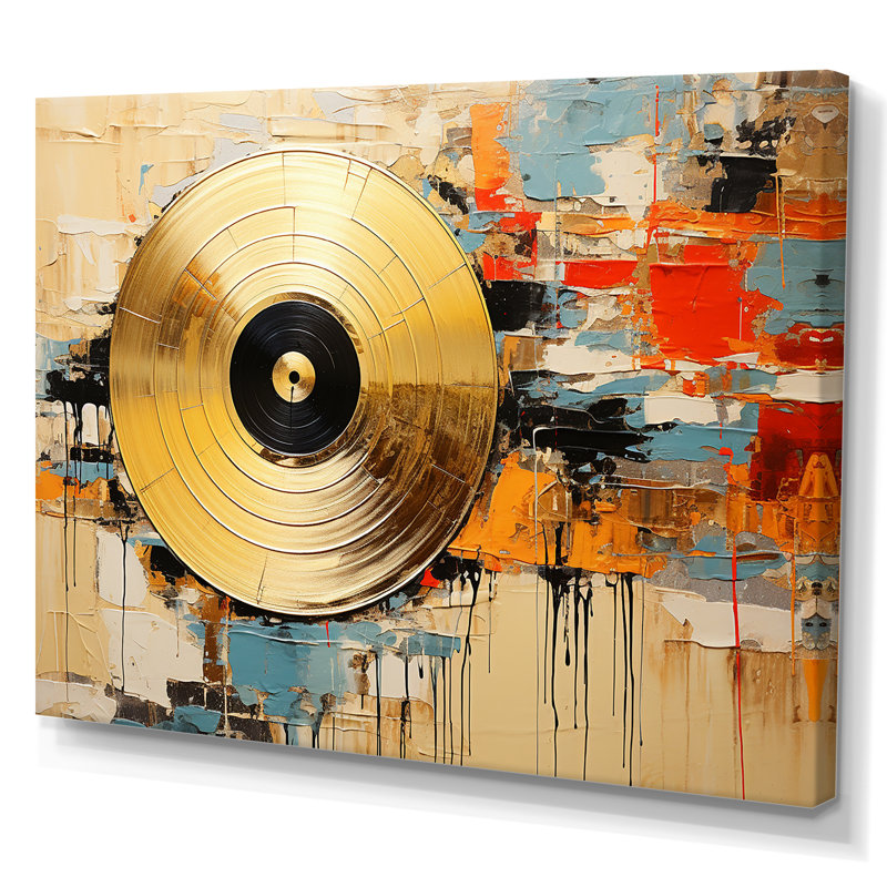 Minimalisme, disques vinyle - art mural vinyle pour salon, H 12 po x l 20 po x P 1 po, Toile tendue