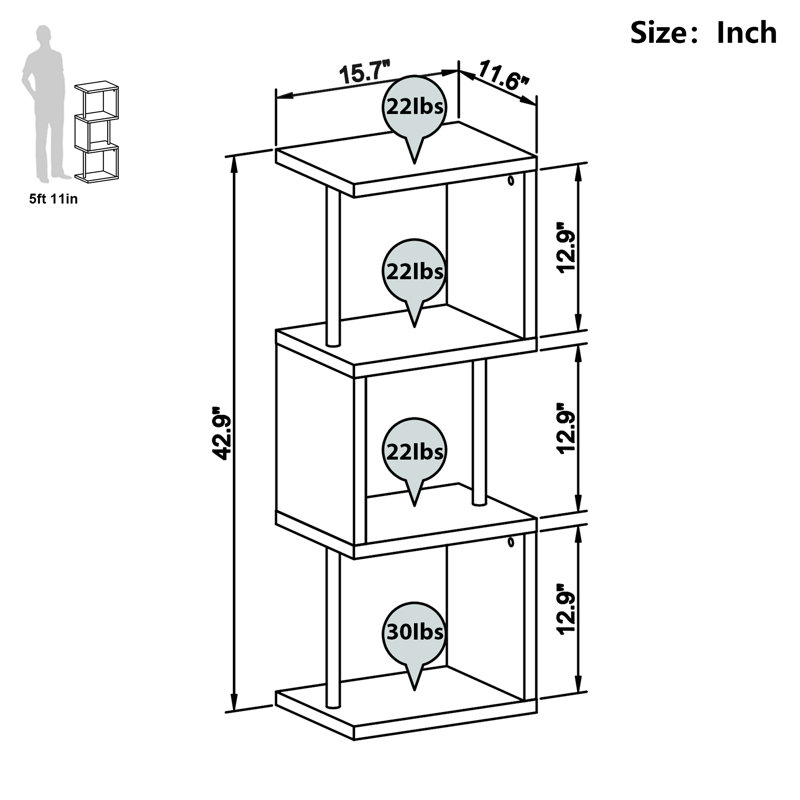 Amaker Geometric Bookcase, Oak
