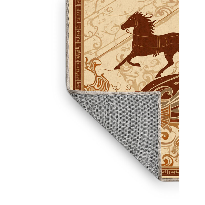 Tapis oriental traditionnel brun / beige lavable à la machine Zack, 6 X 9