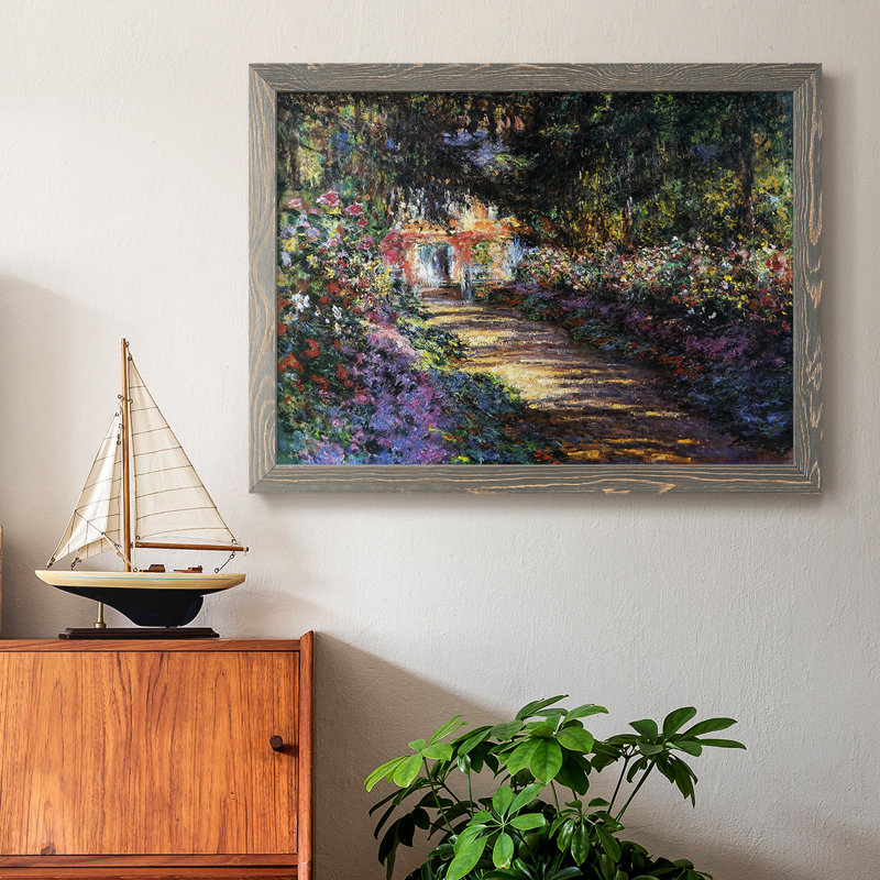 «Pathway in Monet's Garden at Giverny», reproduction d'art sur toile, Encadré gris, H 22 po x l 32 po x P 1,5 po