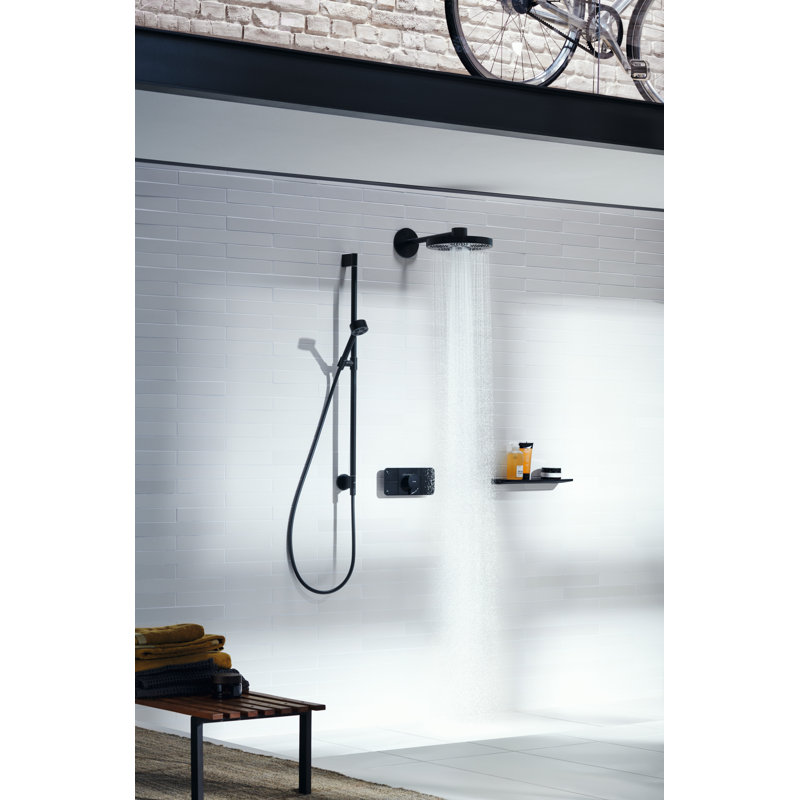 Universal Circular Wall Mounted Shower Shelf, Matte Black