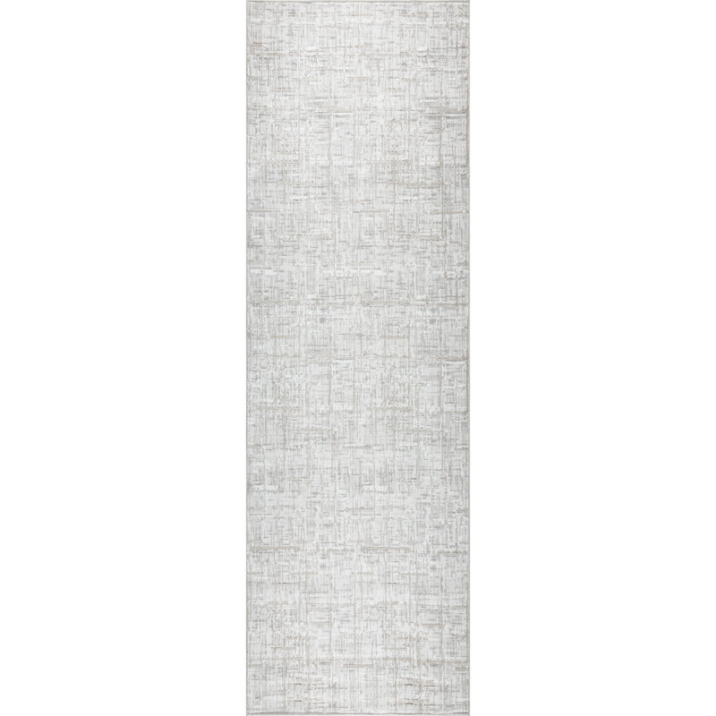 Farley Gray & Beige Striped High-Low Modern Rug, Gray/Beige, 2'6" x 8'0"
