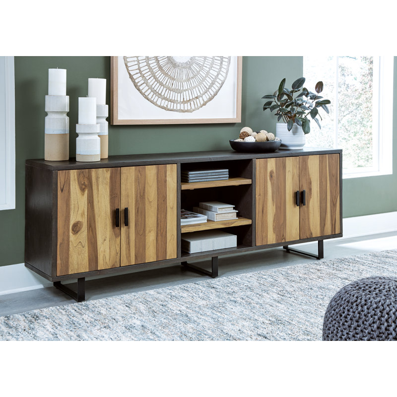Bellwick Transitional 80'' Wide Adjustable Shelving Office Cabinet in Beige/Brown
