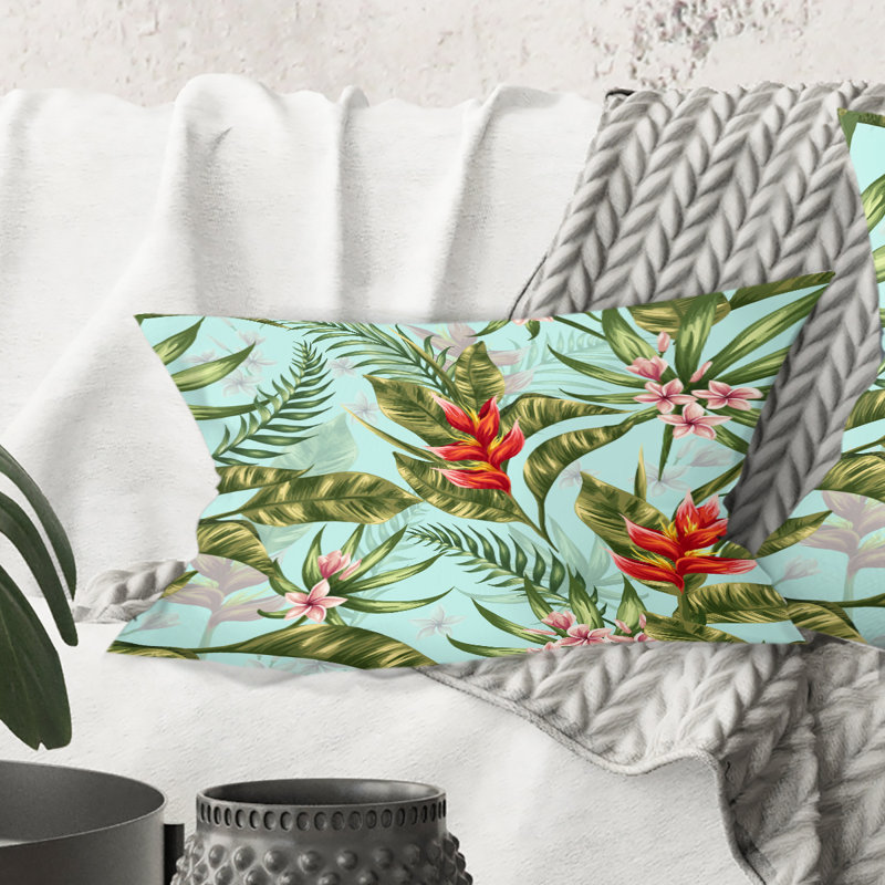 Coussin tropical imprimé tropical Mid-Century