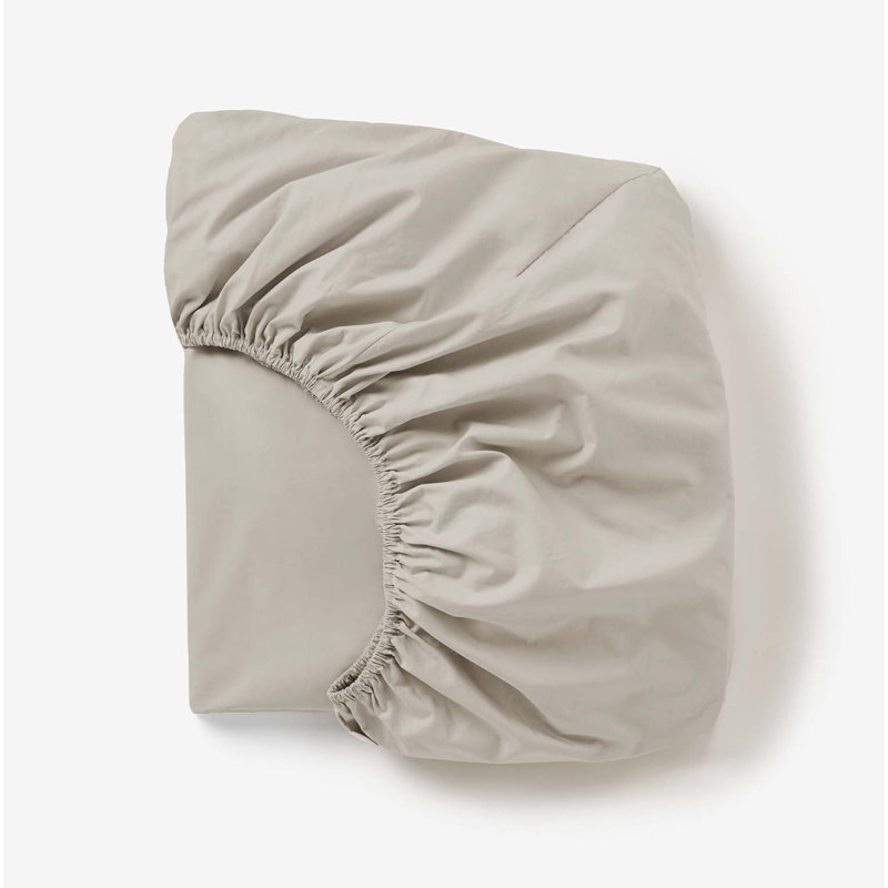 Refined Organic Percale Fitted Sheet, King Fitted Sheet, Stone