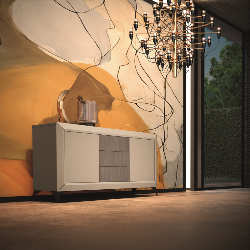 Buffet contemporain avec tiroirs centraux texturés
