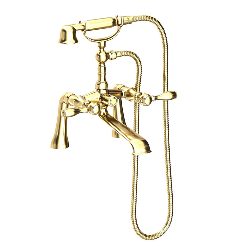 Victoria Deck Mount Exposed Tub & Hand Shower Set, Lever Handle, Forever Brass (PVD)