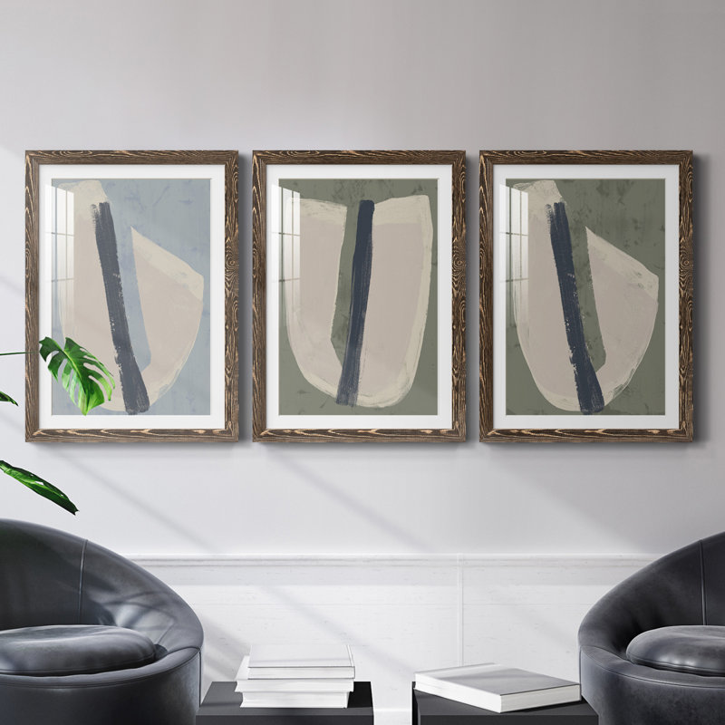 «Paper Slice II», ensemble de 3 reproductions de cadres photo, H 37,5 po x l 82,5 po x P 1,5 po, Noyer