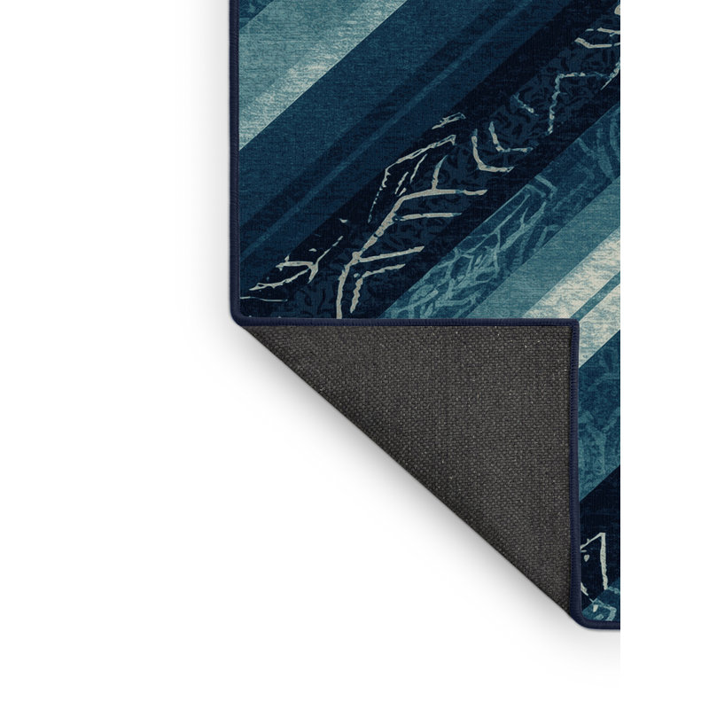 Tapis à motif géométrique doux et moelleux bleu et moderne Oreland Enlil, 2 x 3