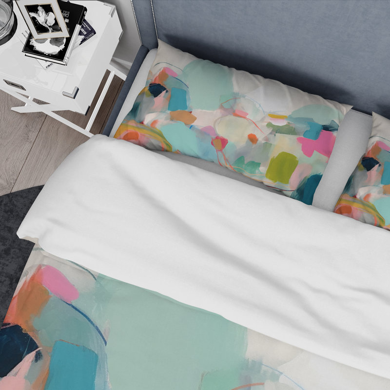 Ensemble de housse de couette rose, bleu, minimalisme, fluidité III, Housse de couette pour grand lit et 2 taies décor