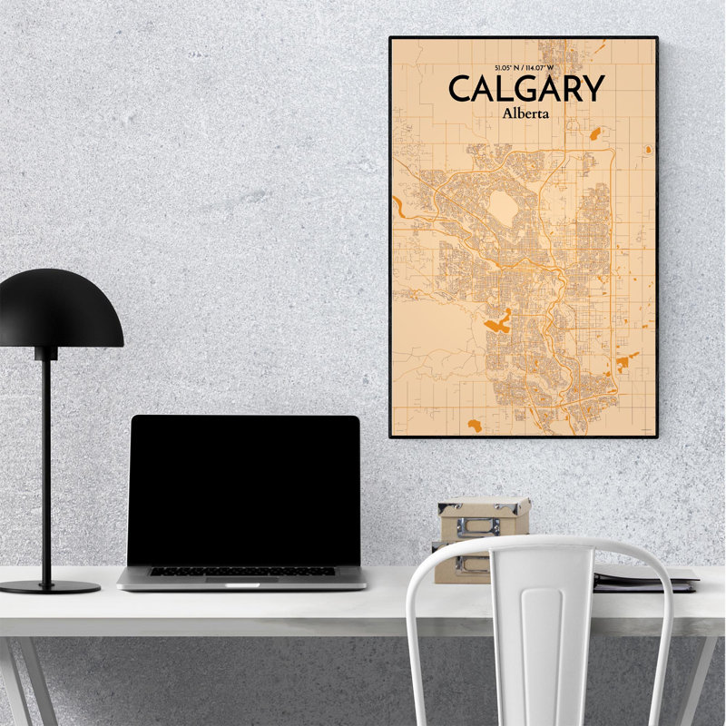 «Calgary City Map», impression rétro, H 36 po x l 24 po