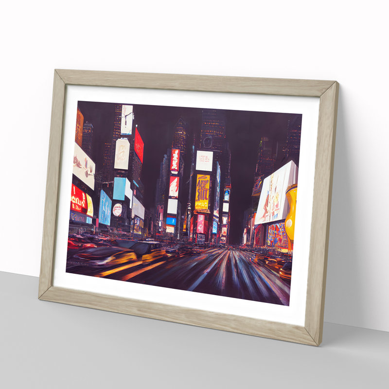 XH1022-6208X Modern Times Square Art Vol.7 1 Piece Single Picture Frame Wall Art, 34cm H x 46cm W x 2cm D, Oak