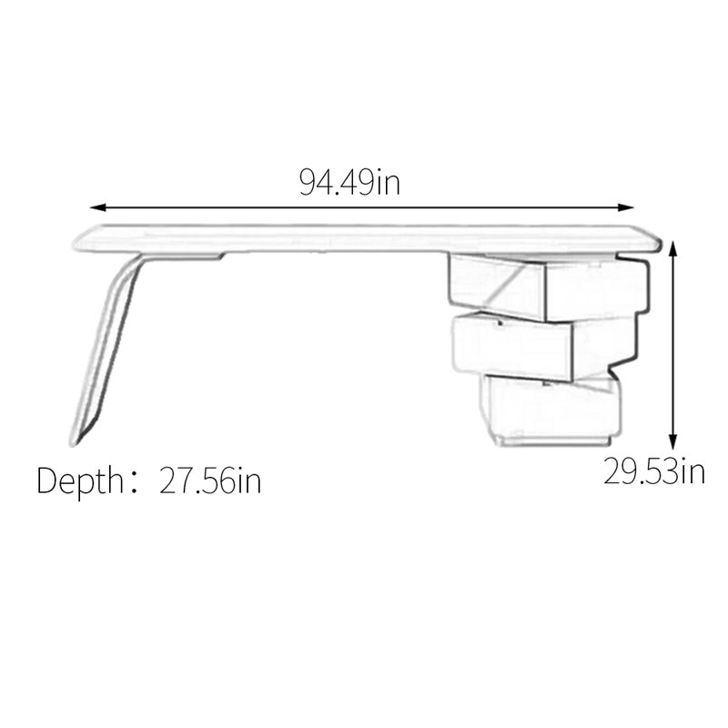 Bureau ergonomique pour les jambes, H 29,53 po x l 94,49 po x P 27,56 po