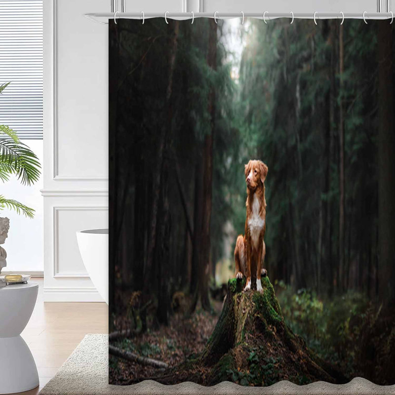 Rideau de douche avec 12 crochets Dog Duck Retriever, L 72 po x l 84 po