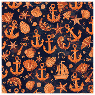Tapisserie «Nautical Anchors Shells» - Décoration murale nautique