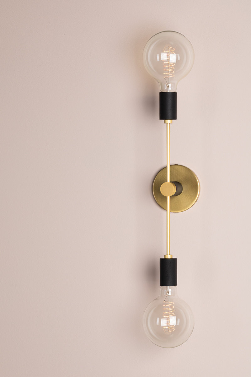 Christopher 2-Light Dimmable Armed Sconce, Aged Brass