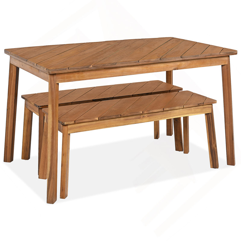 Ensemble de salle à manger 3 pièces 3 pièces pour l'extérieur et l'intérieur avec 2 bancs