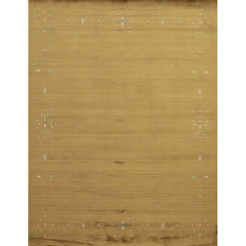 Élégant tapis de style Gabbeh 8 x 8 avec motifs tribaux pour le salon