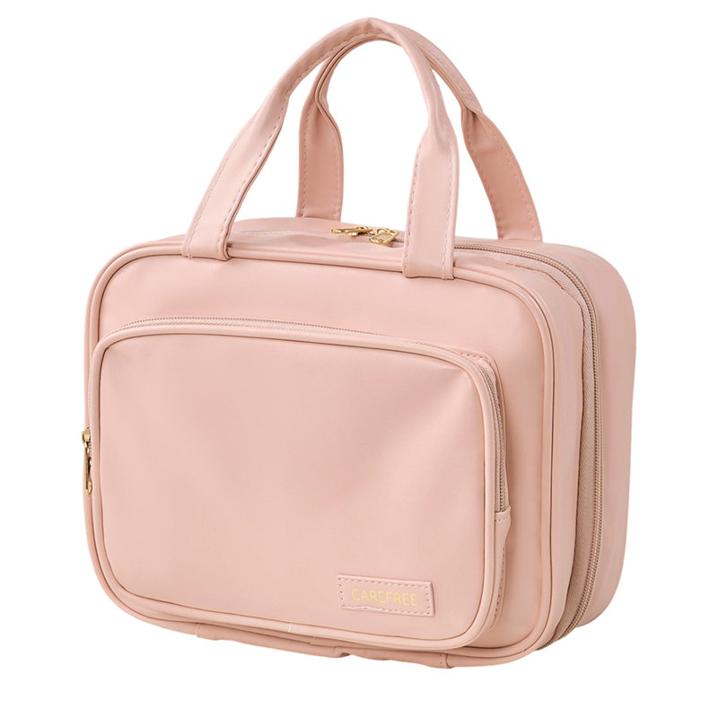 PU Leather；Polyester；PVC；Nylon Zipper Makeup Organiser, Pink