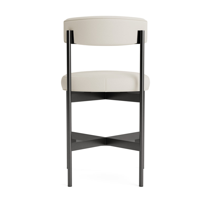 Remy Leather Bar Stool, Counter Stool (25” Seat Height), Greenwich Performance Leather - Cream, Pewter